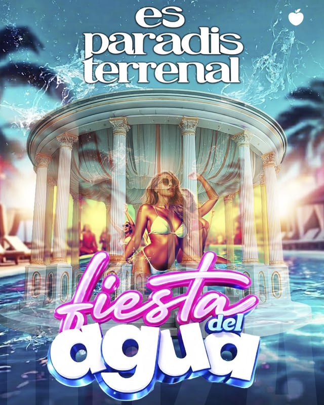 Cartel de Fiesta del Agua en Es Paradis