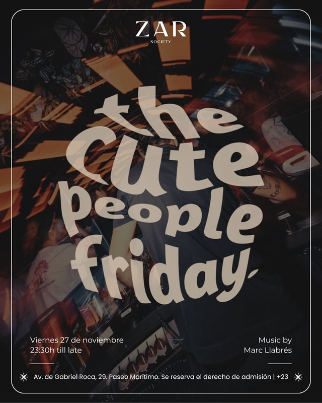 Cartel de The Cute People Friday en Zar Society