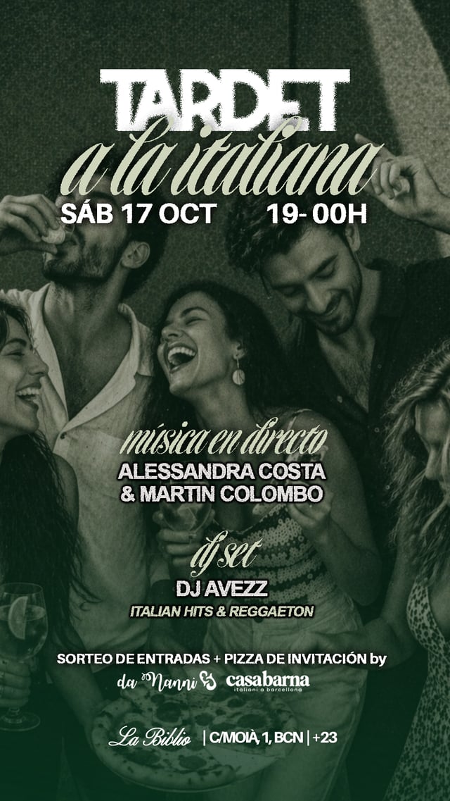 Cartel de SÁBADO - TARDET a la ITALIANA en LA BIBLIO 🇮🇹 en La Biblio BCN