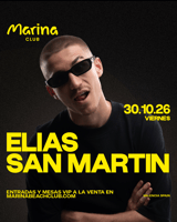Cartel de Marina: Noche Elias San Martin en Marina Beach Club