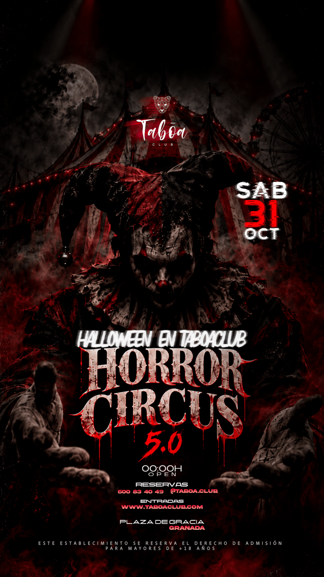 Cartel de Circus 5.0 Halloween en Taboaclub en Taboa Club
