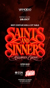 Cartel de SAINTS & SINNERS by Madrid Es Fuego - Halloween edition en Vandido Club