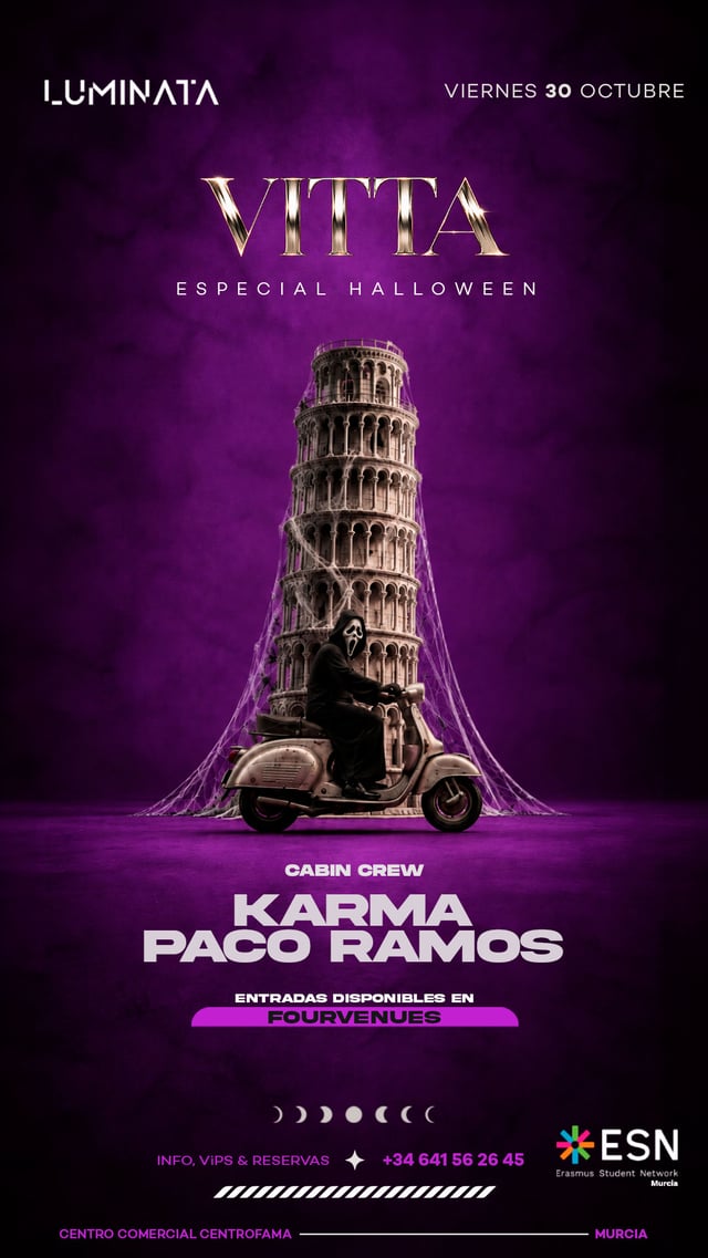 Cartel de Halloween Erasmus en Luminata Disco