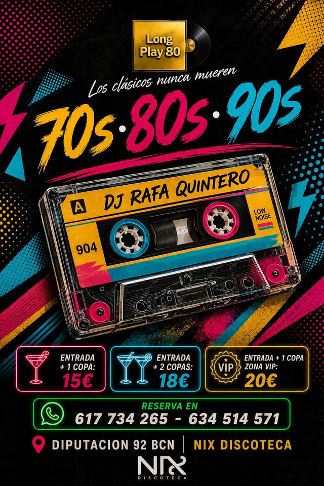 Cartel de Tardeo Long Play 80 en NIX Barcelona