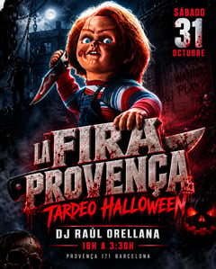 Cartel de Halloween Tardeo XXL la Fira Provença 80S 90S 00S Actual (18H a 3:30H)