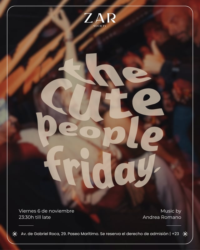Cartel de The Cute People Friday en Zar Society
