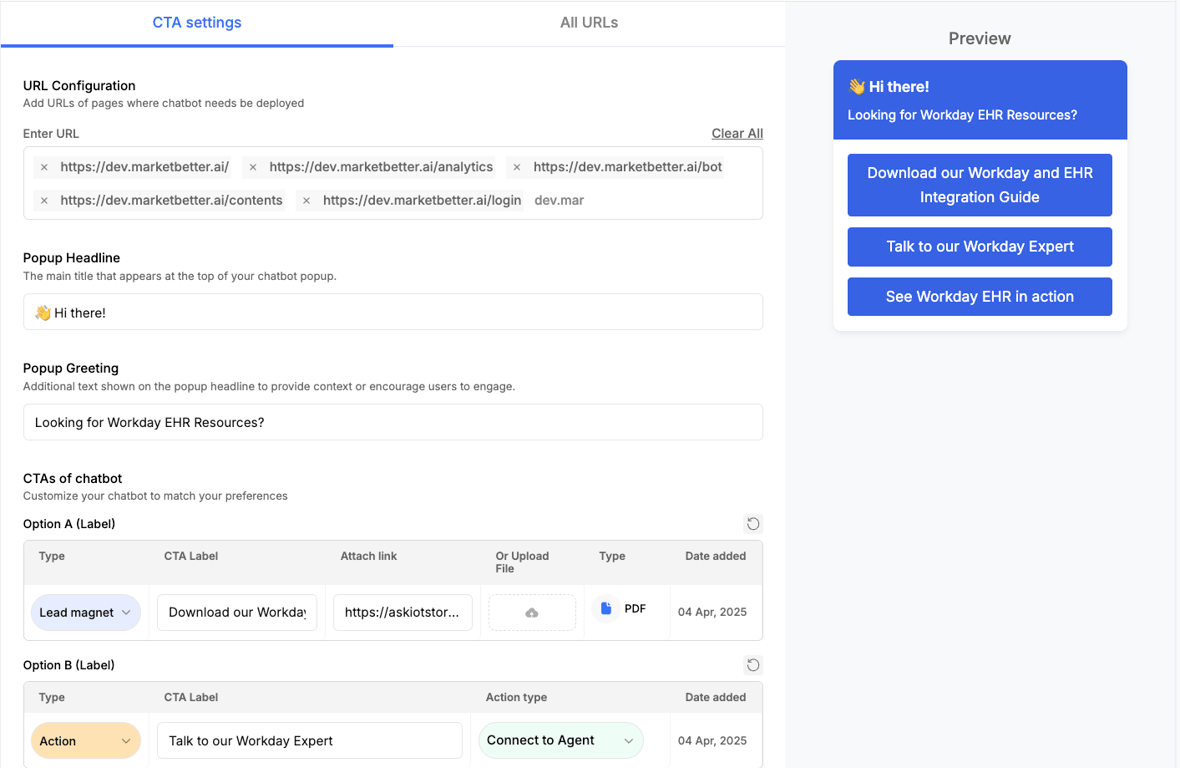 URL Configuration Screenshot