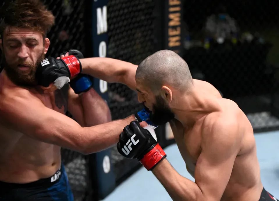 Khamzat finishes Gerald Meerschaert with a single punch. Chris Unger/Getty Images