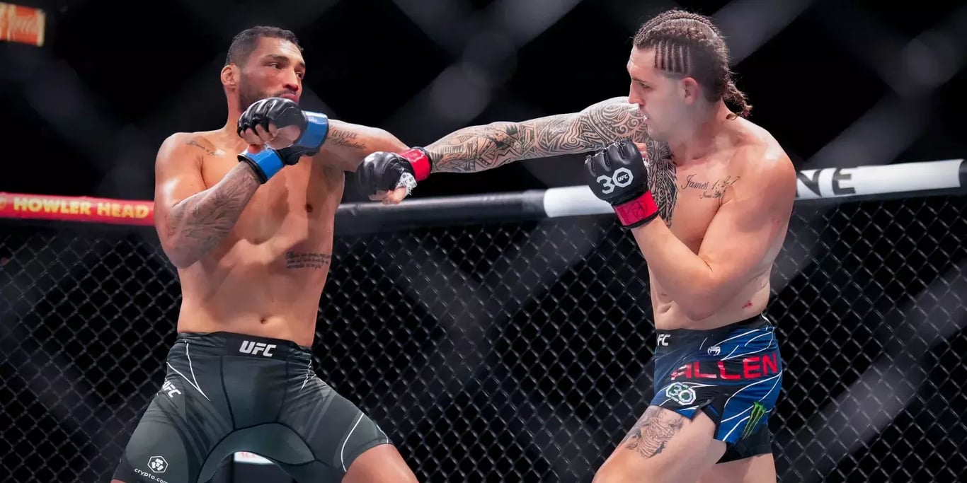 Brendan Allen fighting with Bruno Silva. Credits to: David Yeazell - USA TODAY Sports.