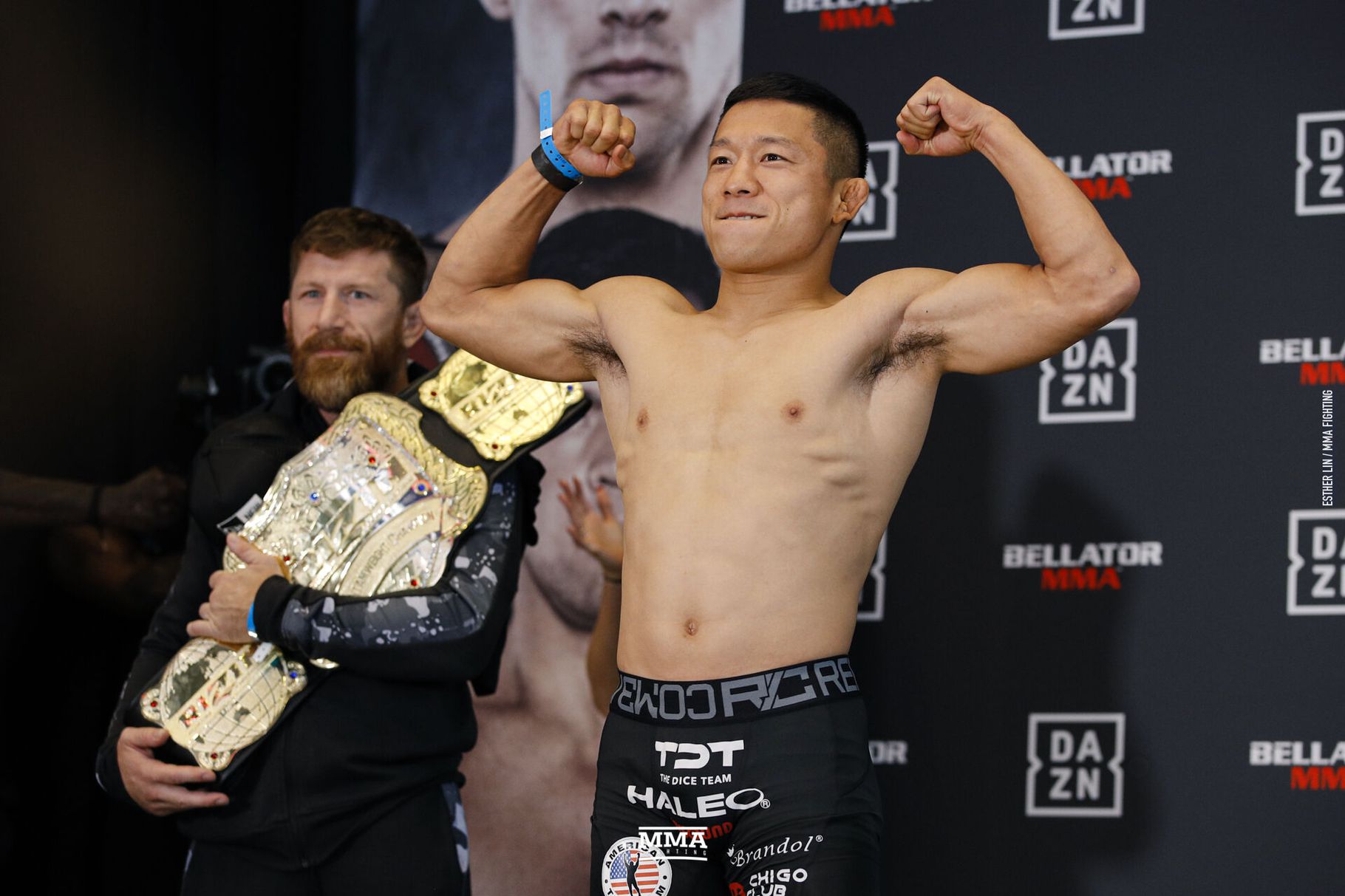Kyoji Horiguchi weighs in ahead of a Bellator event. Credits to: Esther Lin-MMA Fighting.