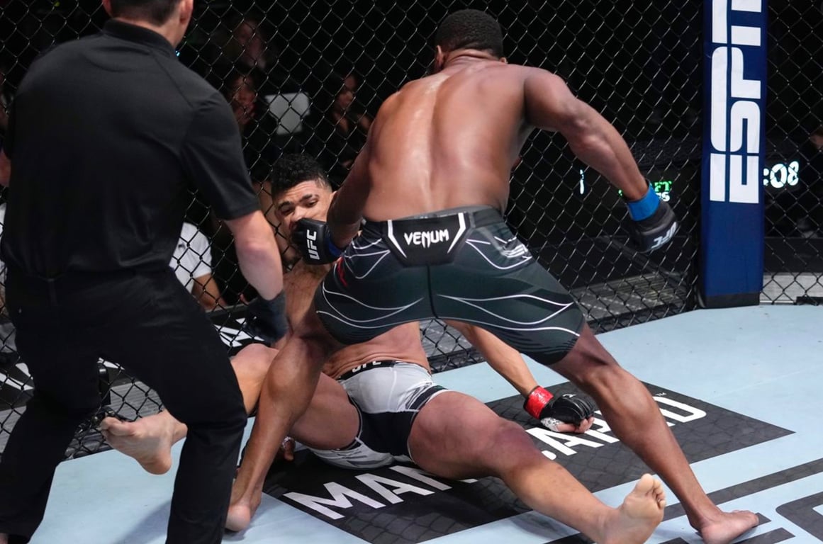 Jamahal Hill ends Walker with a massive blow. Credits to: Corey Brennan