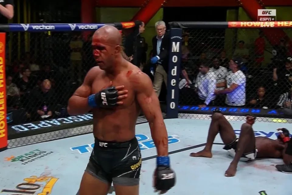 Rodrigues after his comeback win against Chidi Njokuani. Photo by Yahoo Sports.