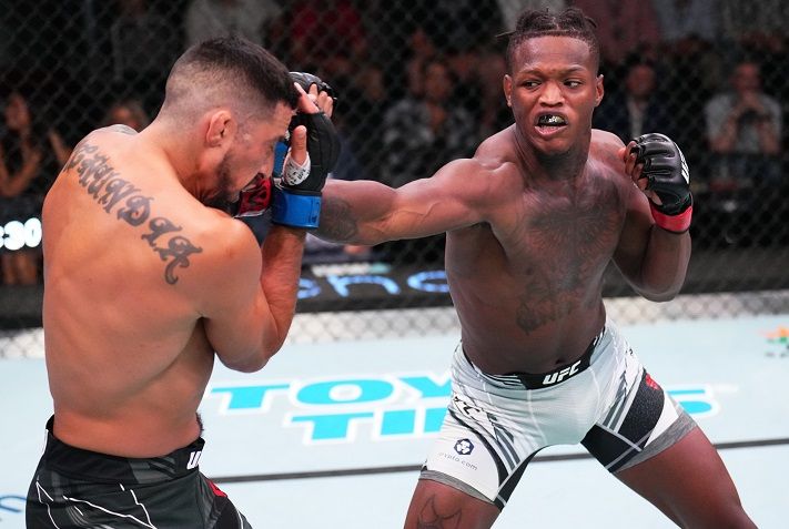 Terrance McKinney finishes Erick Gonzalez in the first round. Photo by Chris Unger, Zuffa LLC.
