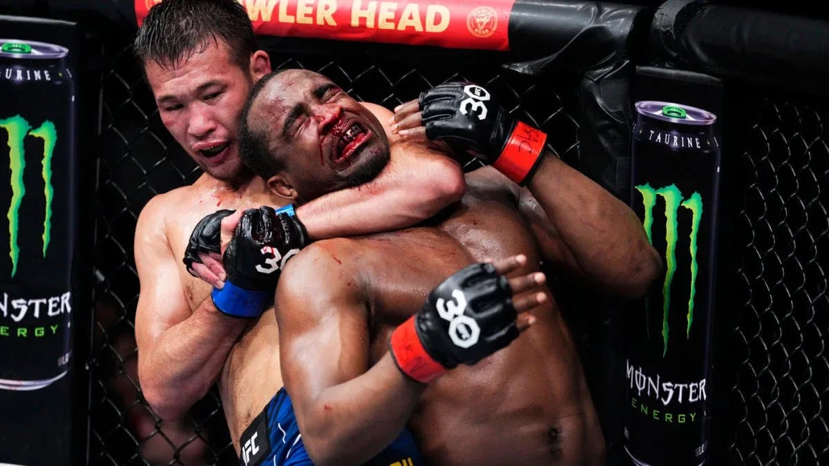Shavkhat Rakhmonov submitting Geoff Neal at UFC 285. Credits to: Chris Unger - Zuffa LLC.