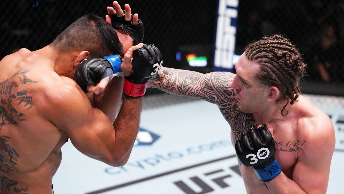 Brendan Allen lands a right hand on Andre Muniz. Credit: Fighters Only.