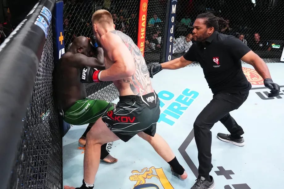 Alexander Volkov secured a first round TKO against Jairzinho Rozenstruik. Credits to:  Chris Unger - Zuffa LLC
