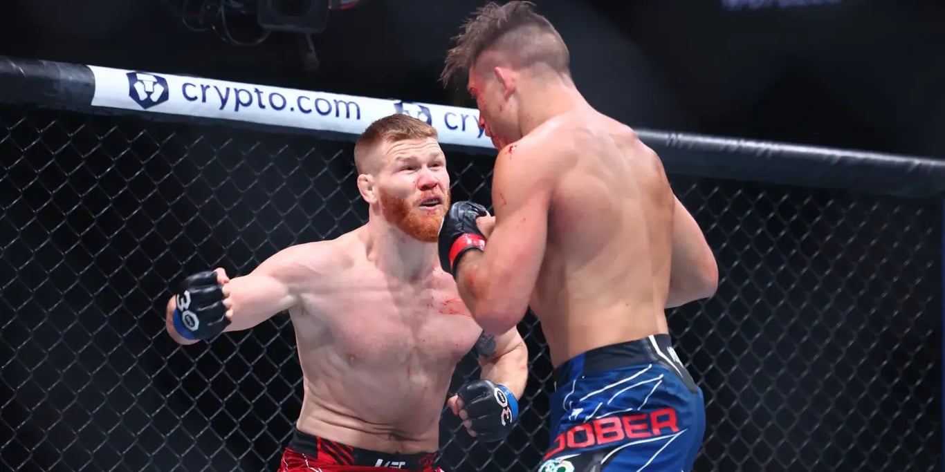 Matt Frevola loading up before dropping Drew Dober. Credits to: Ed Mulholland - USA TODAY Sports.