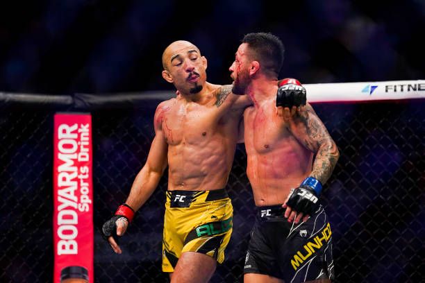 José Aldo after defeating Pedro Munhoz at UFC 265. Credits to: Josh Hedges - Zuffa LLC.