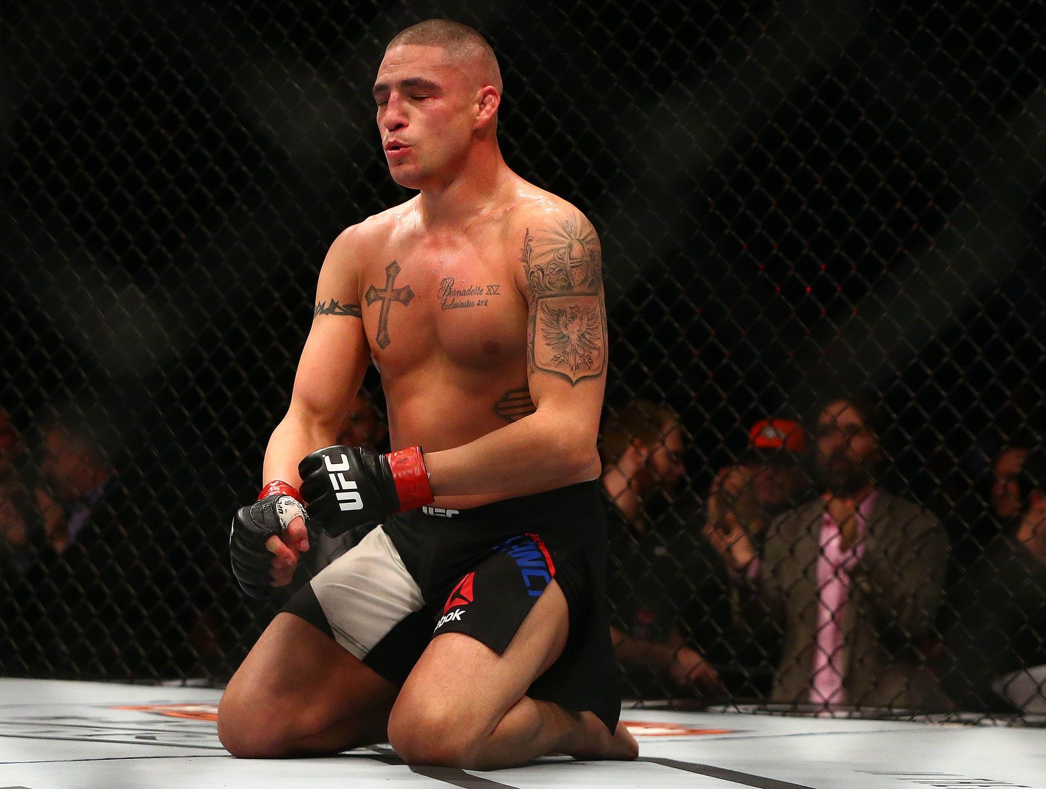 Diego Sanchez reacts after defeating Jim Miller at UFC 196. Credits to: Mark J Rebilas-USA Today Sports