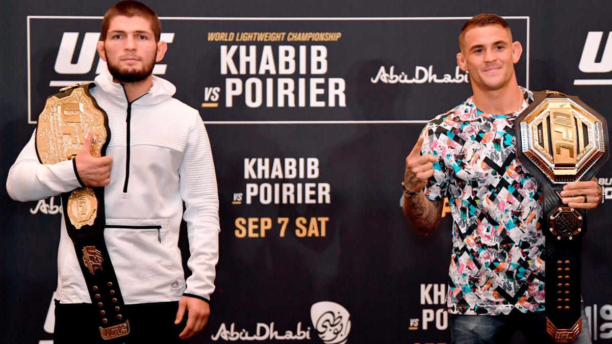 Before Khabib's first UFC fight in Abu Dhabi. (Jeff Bottari - Getty Images)