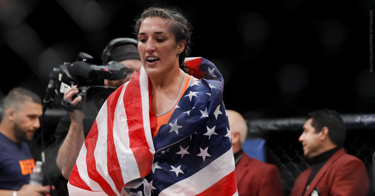 Tatiana Suarez after beating Amanda Cooper in the TUF finale. Photo by Esther Lin, MMA Fighting.