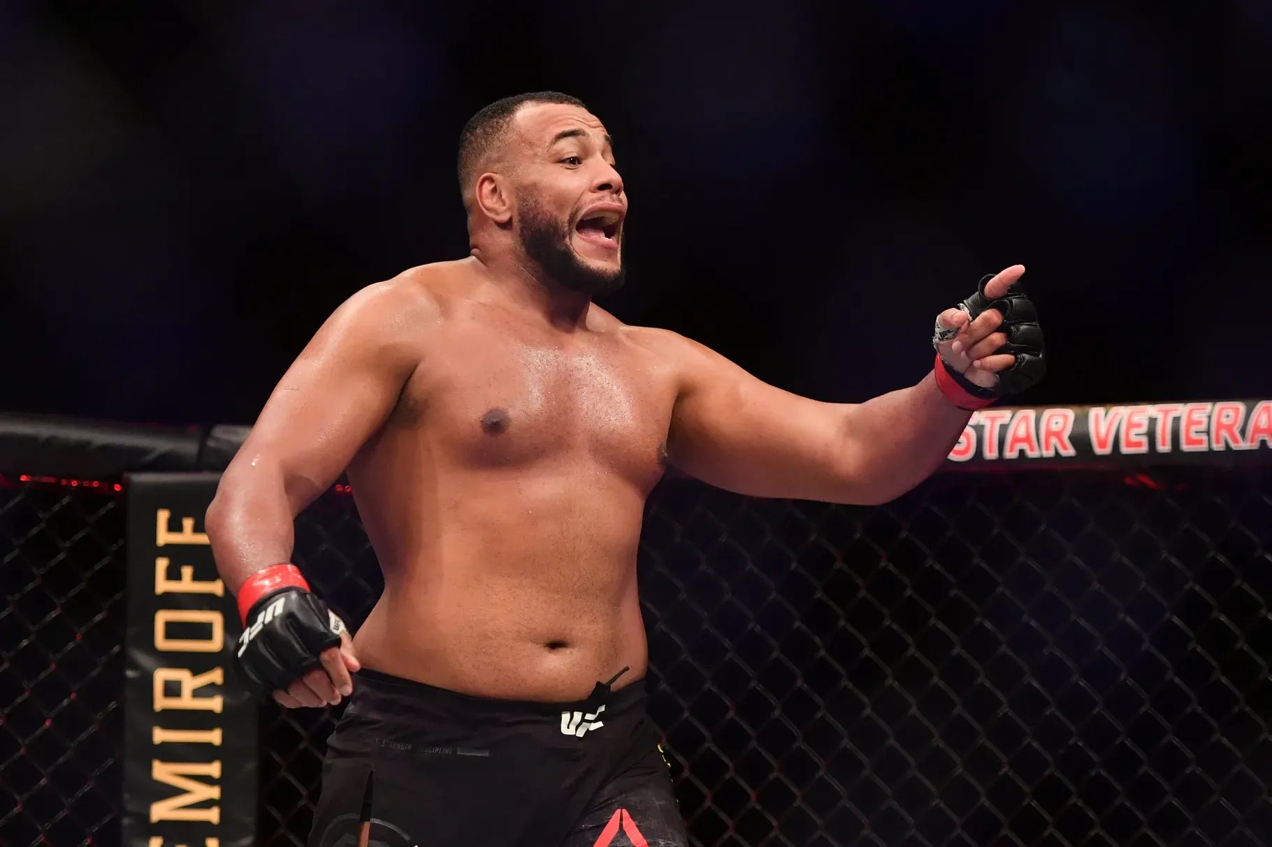 Nascimento after submitting Don'Tale Mayes in 2020. Photo by Jasen Vinlove-USA TODAY Sports