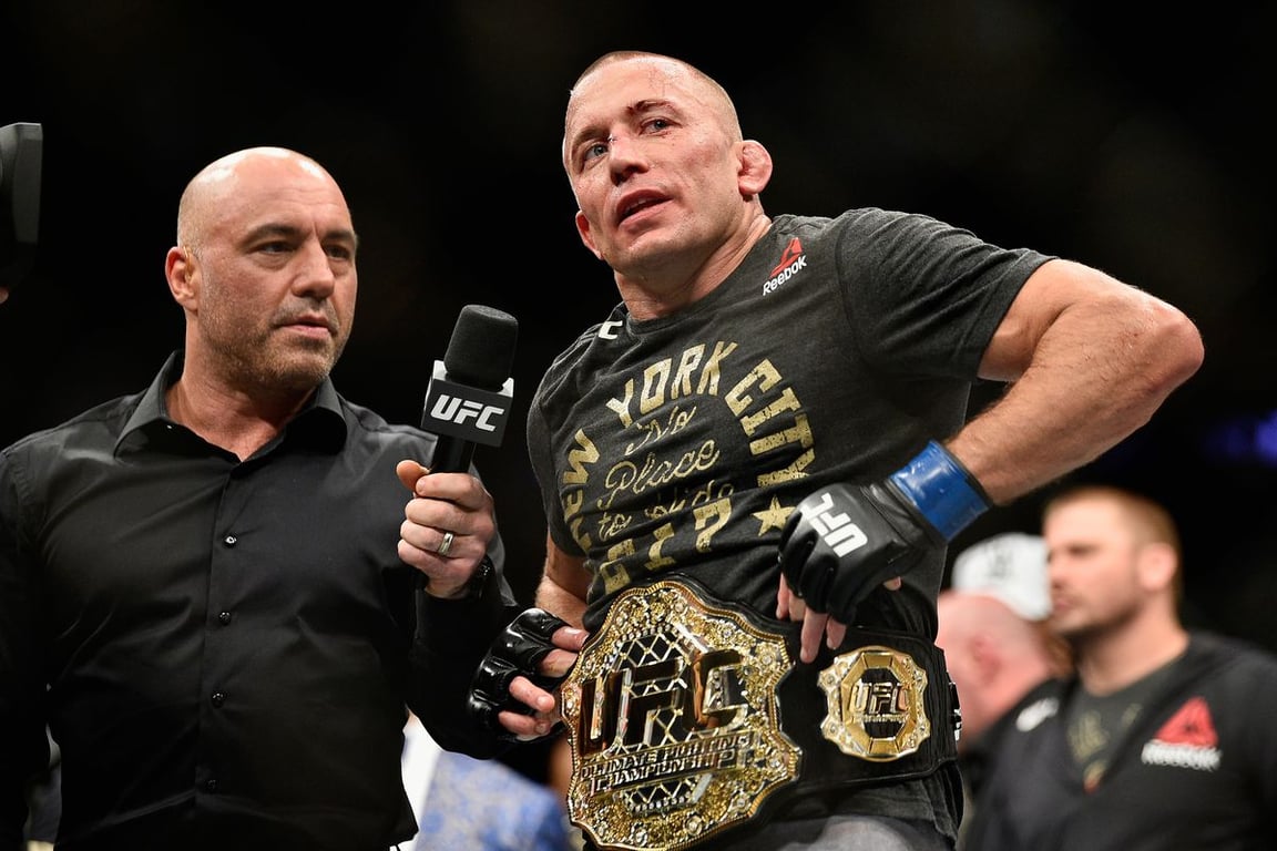 Georges St-Pierre after finshing Michael Bisping to become the UFC Middleweight Champion. Credits to: Jeff Bottari-Zuffa LLC.