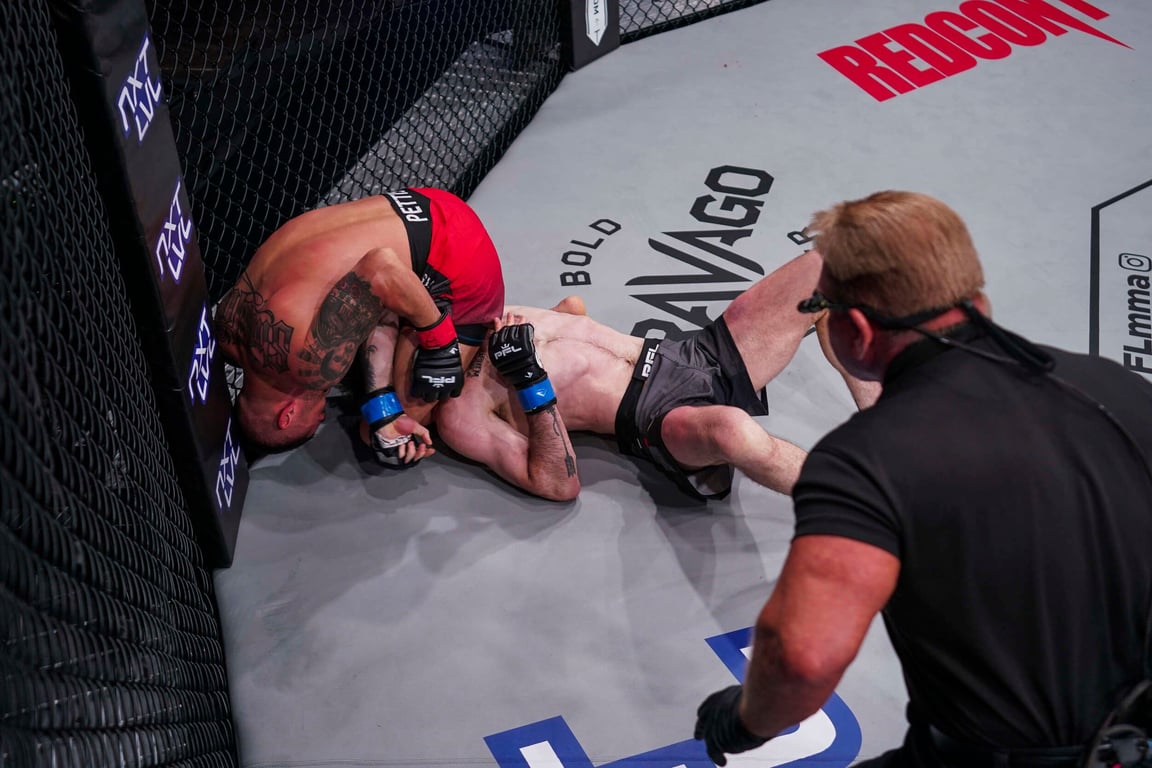 Anthony Pettis locks in a triangle choke from the top. (Professional Fighters League)
