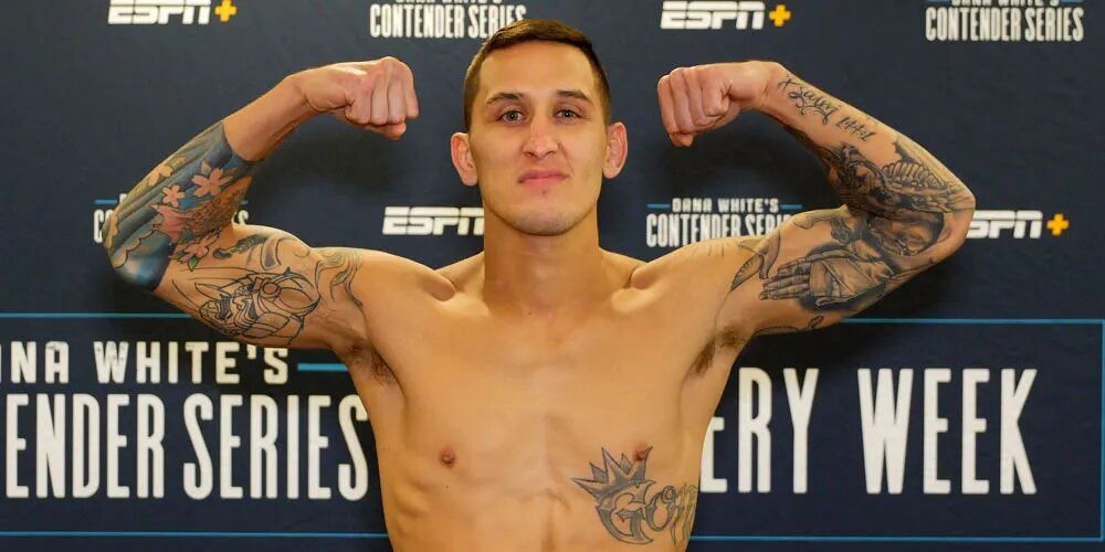 Justin Gonzales weighing in before his Contender Series fight. Credits: MMA Junkie