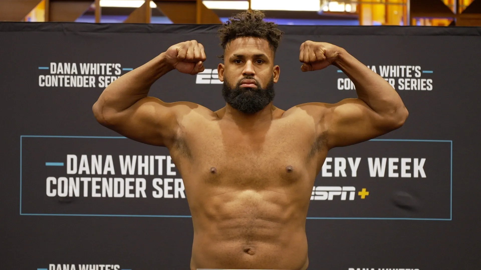 Waldo Cortes-Acosta weighing in at his Contender Series fight. Photo by MMAJunkie.com