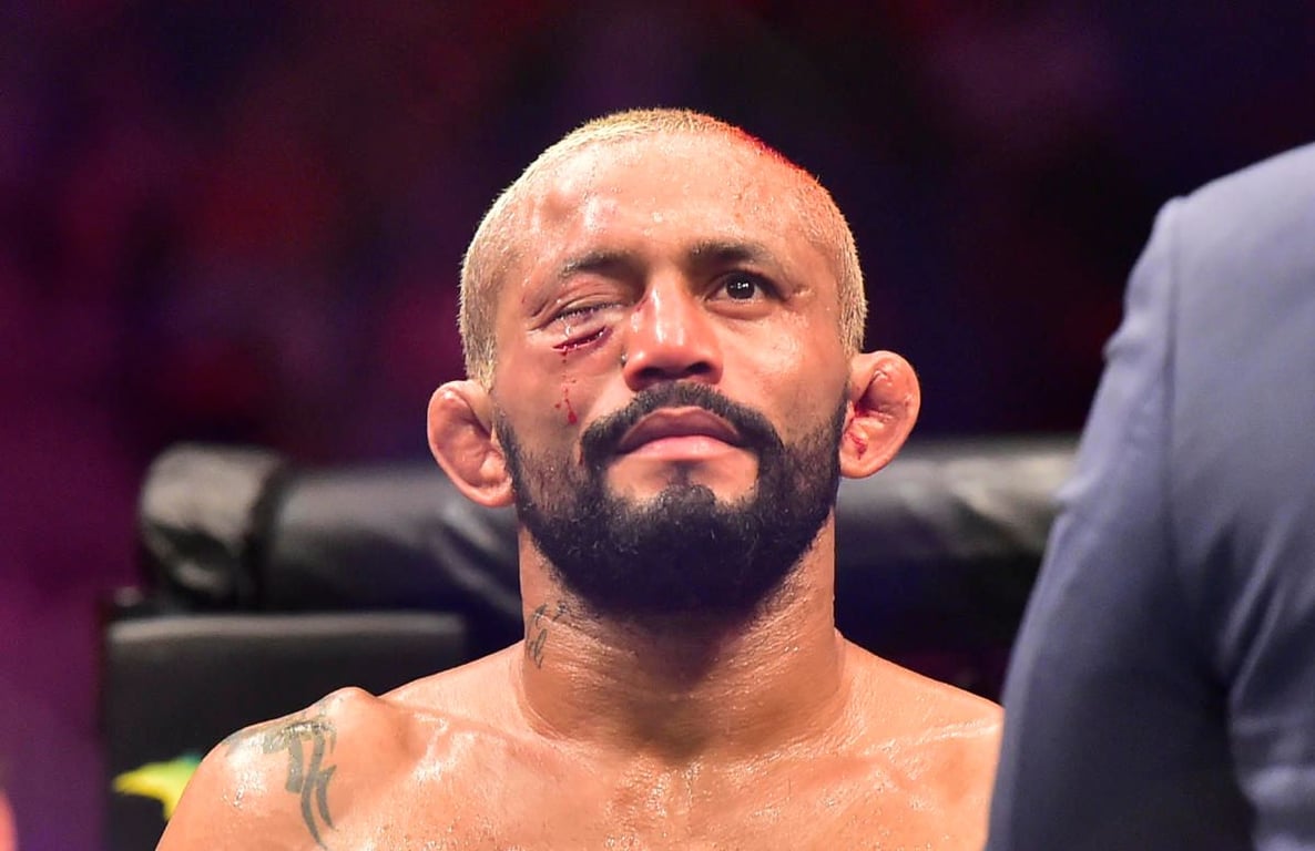 Deiveson Figueiredo's brutal eye injury which forced a doctor stoppage in his last bout. Credits to: Jason da Silva - USA TODAY Sports.