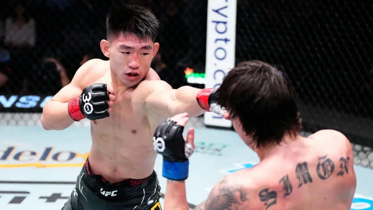 Song Yadong in his second UFC main event vs. Ricky Simon. Credits to: Jeff Botari - Zuffa LLC.