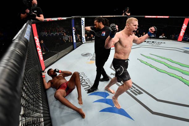 Sergei Pavlovich walking away after his second knockout win in the UFC. Credits to: Jeff Bottari-Zuffa LLC.