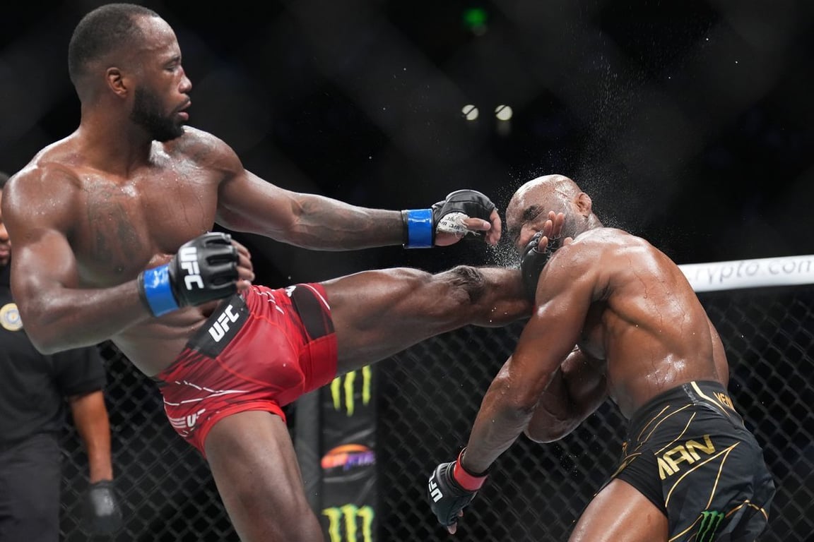 Pound-for-Pound. Headshot. Dead. Lean Edwards delivers an iconic moment. Credits to: Zuffa LLC.