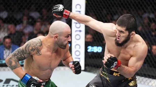 Islam Makhachev during his bout with Alexander Volkanovski at UFC 284 Credits to: Zuffa LLC via Getty Images