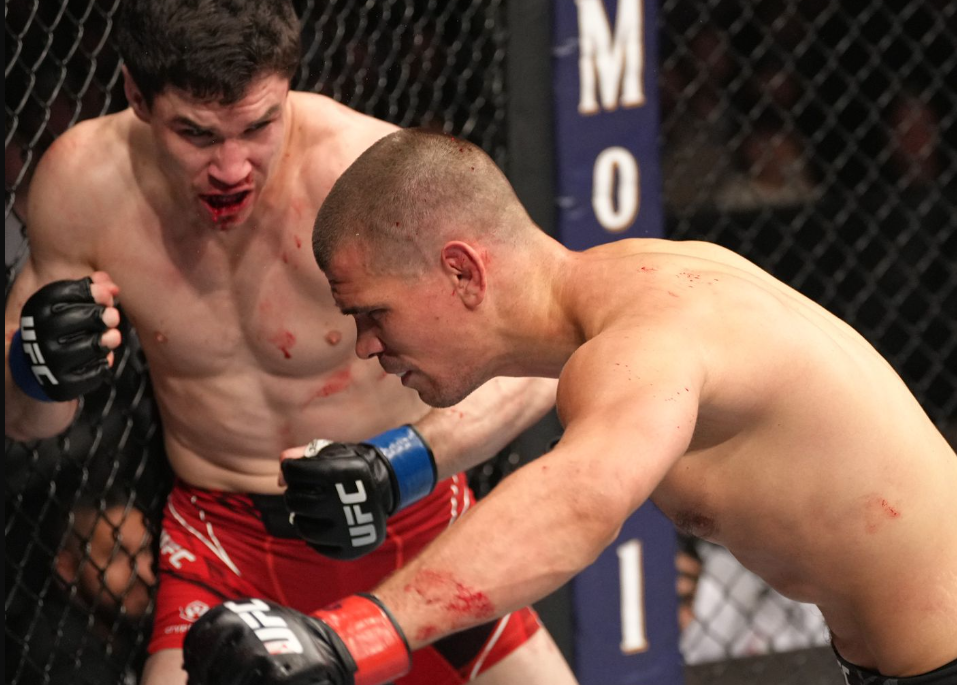 Mike Malott knocking Mickey Gall unconscious at UFC 273. Credits to: Damon Martin - MMA Fighting.
