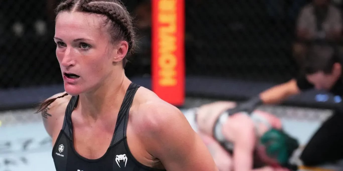 Shanna Young after deafting Gina Mazany in the UFC. Credits to: Chris Unger - Zuffa LLC.