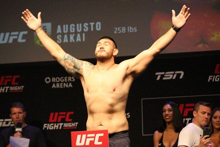 Augusto Sakai weighing in at UFC Vancouver. Photo by Jay Anderson/Cageside Press