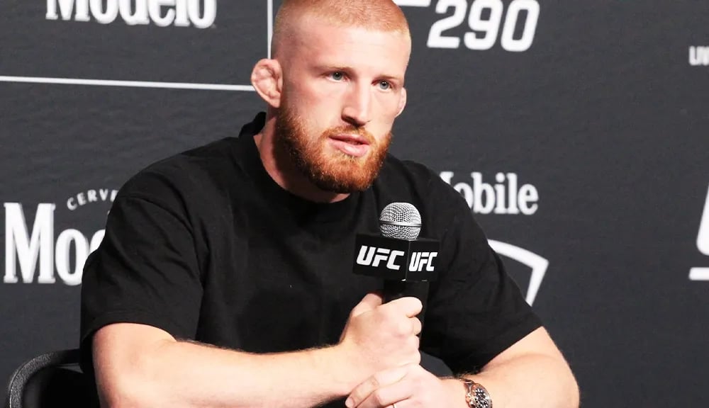 Bo Nickal at UFC 290 media day. Bo Nickal's next fight is against Valentine Woodburn this saturday. Photo by MMAJunkie.