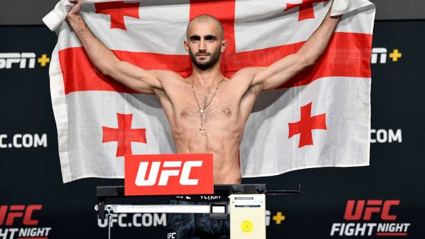 Giga Chikadze successfully weighin in. Credits to: Jeff Bottari - Zuffa LLC.