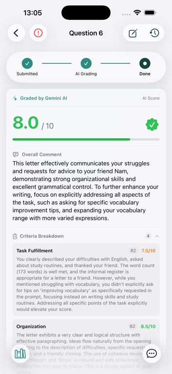 AI Grading on iPhone