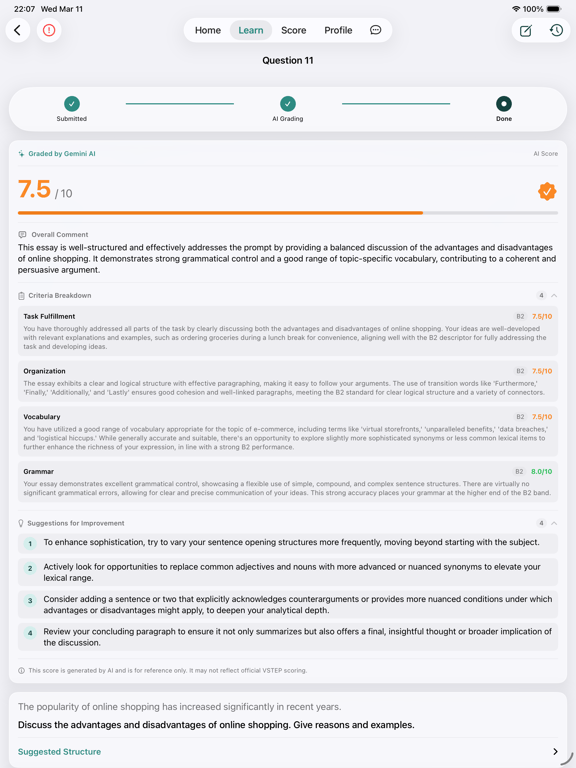 AI Grading on iPad