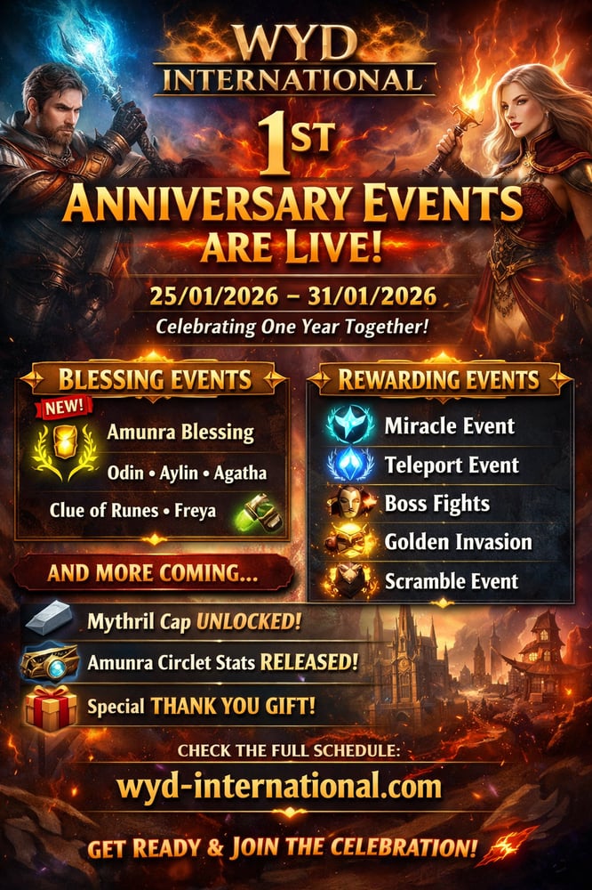 🔥 WYD International – 1st Anniversary Events! 🔥