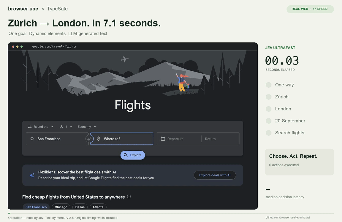 Jev Ultrafast automating a Google Flights search