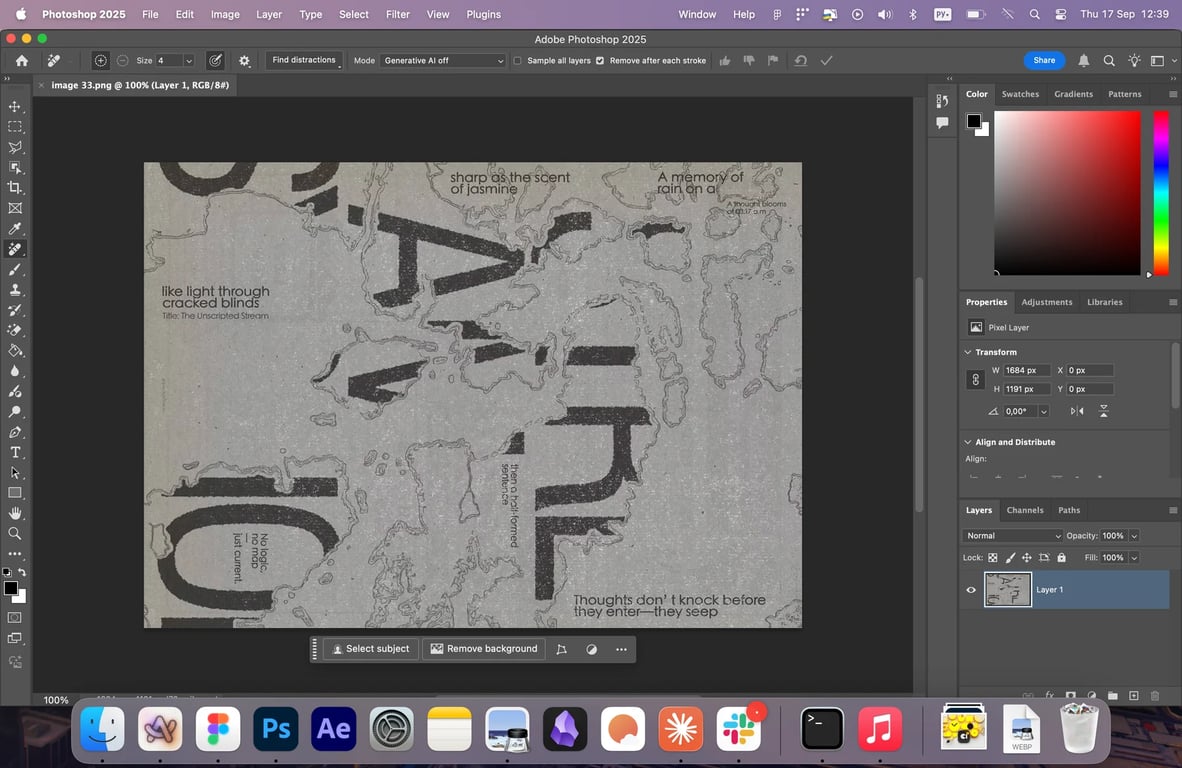 Krea model and generation panels open inside Adobe Photoshop