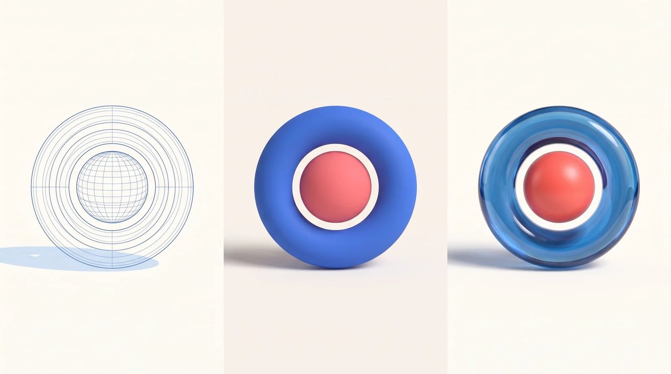 Krea real-time generation progressing from a wireframe to a shaded and finished render