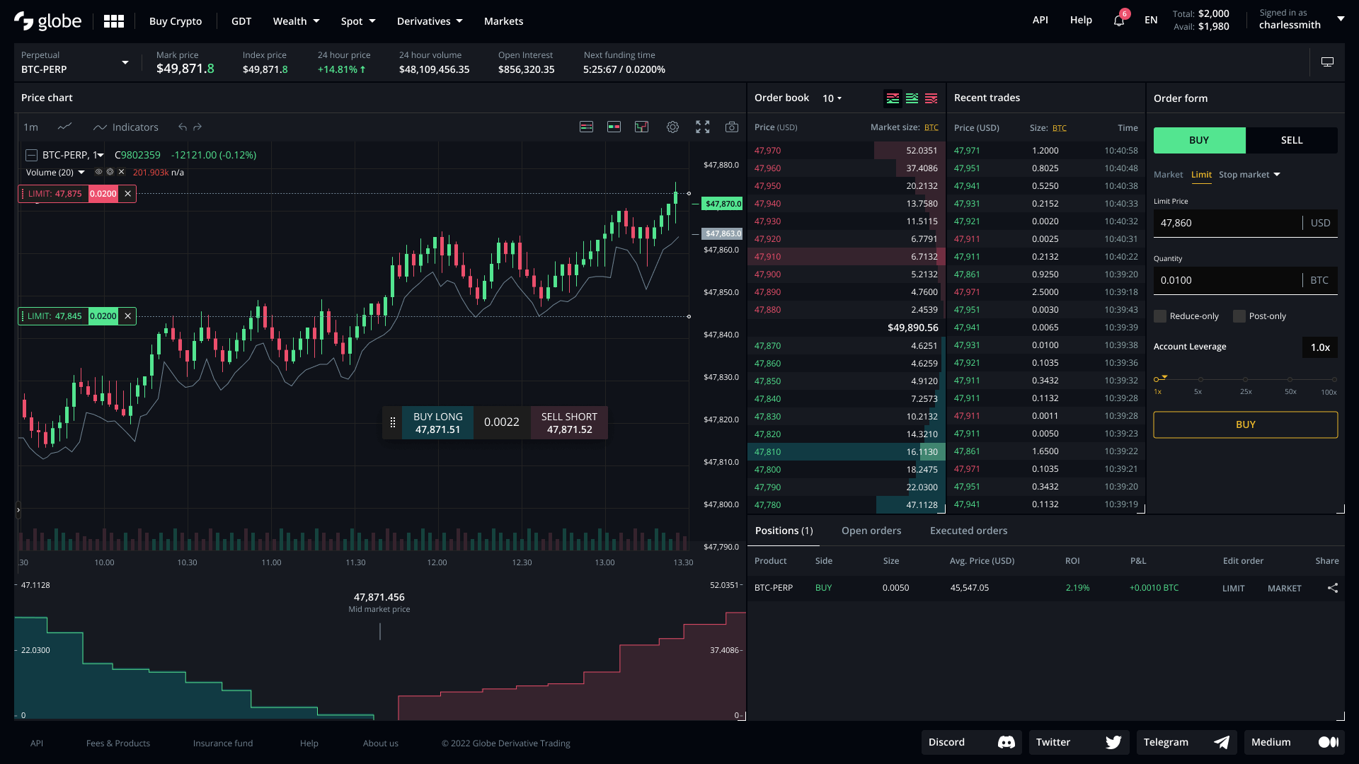 Image of the trading app