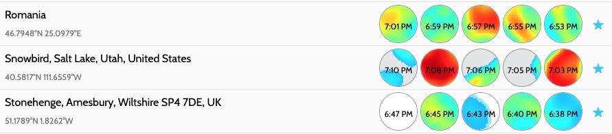 Skyfire Favorite Location forecasts