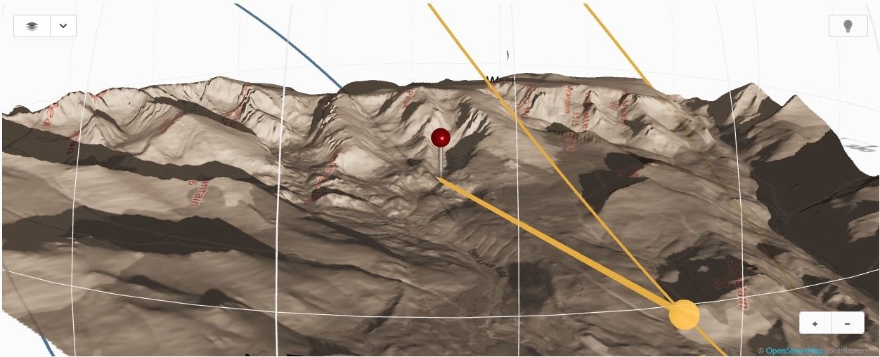 3D Sphere showing sunrise over Rocky Mountain National Park