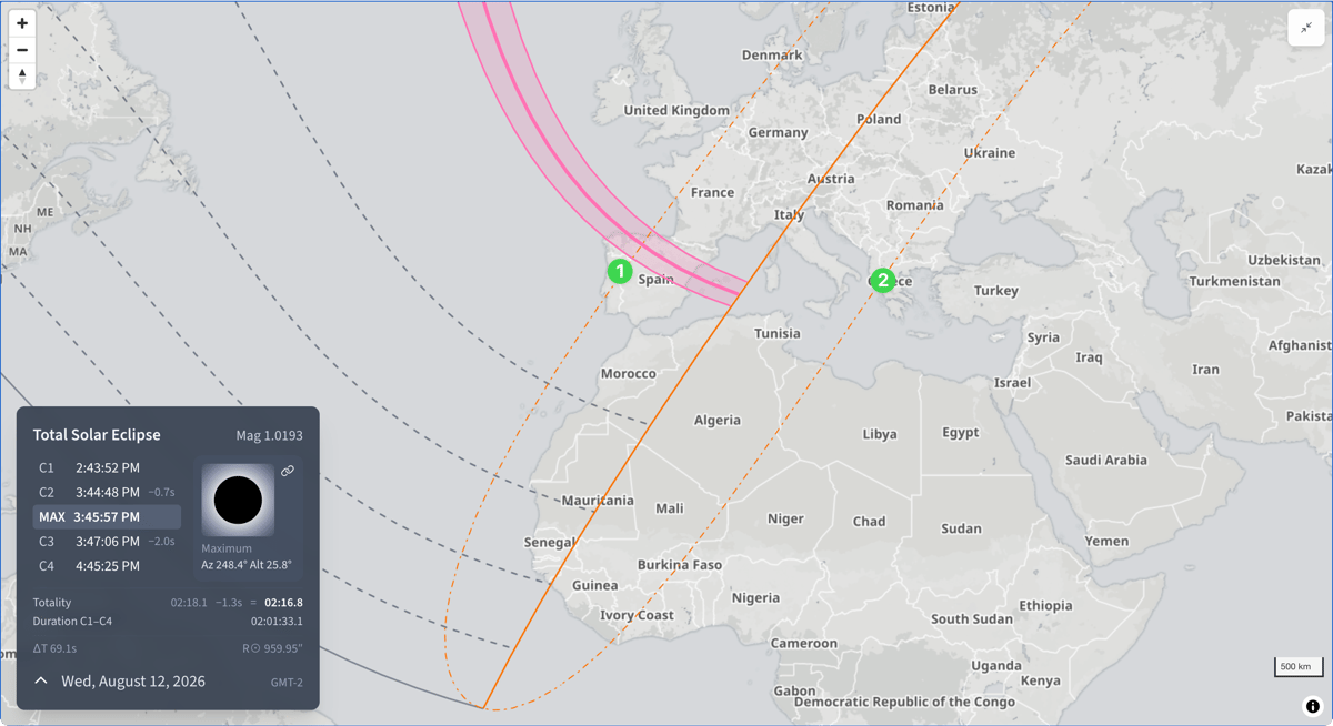 TSE2026 Start/End of Eclipse at Sunset